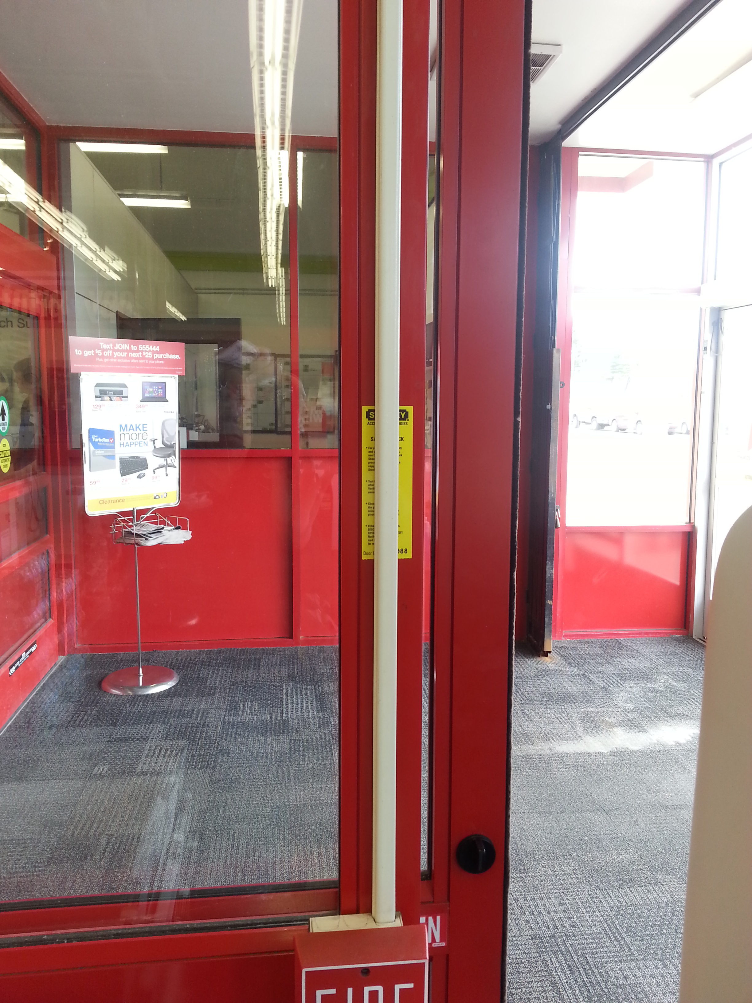 Daily Safety Inspection Sticker Covered Over in Retail Store